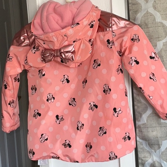 DISNEY MINNIE MOUSE EARS HOODED ROSE GOLD PINK RAINCOAT SIZE 4 - Picture 2 of 14